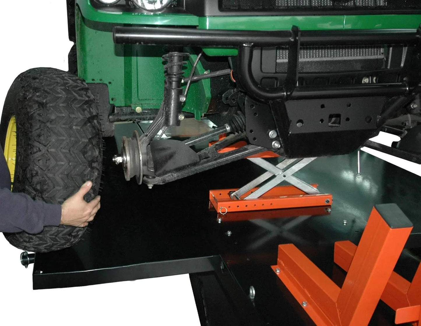 1500LB Air-Operated Motorcycle & ATV Lift Table โ 48" Wide with Side Extensions, 2-Year Warranty
