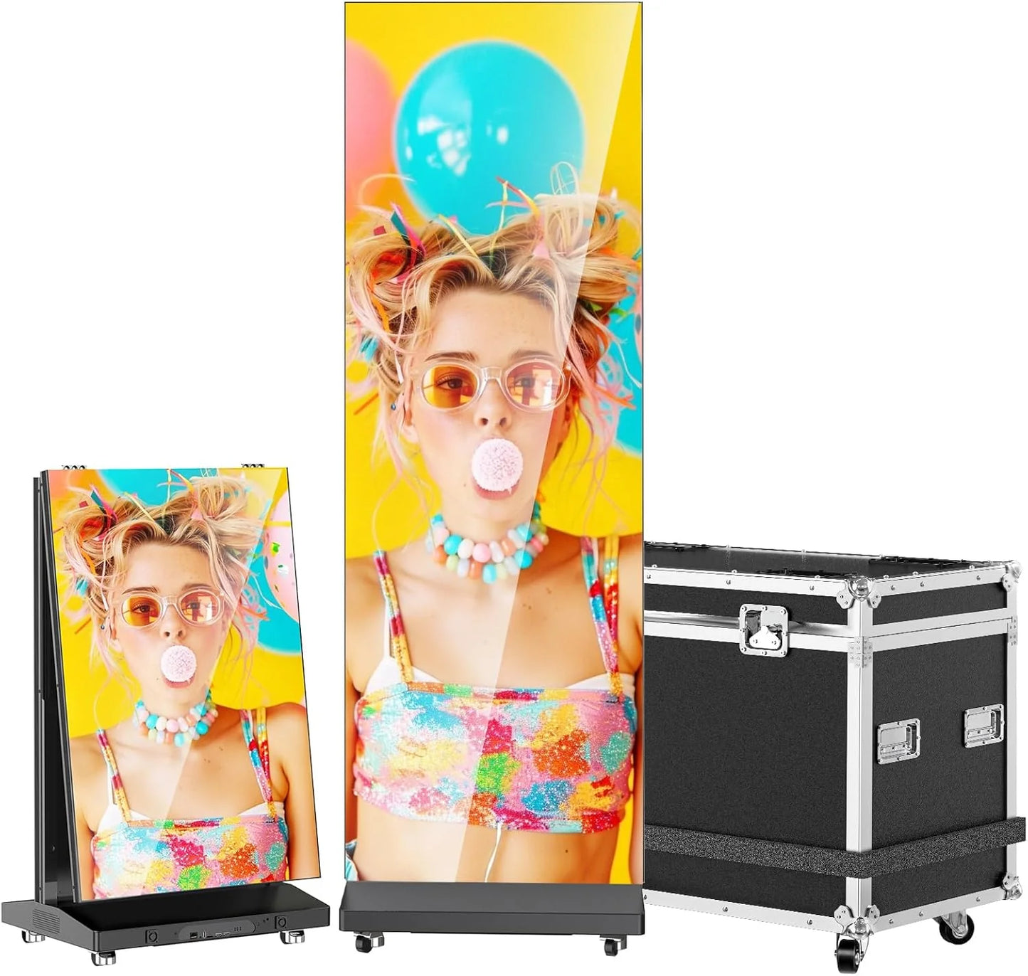 80" P1.86 Flexible Spliceable LED Poster Display ā USB Plug-and-Play, Mobile & PC Remote Control, Digital Signage Advertising Screen (Silver, 1-Pack)