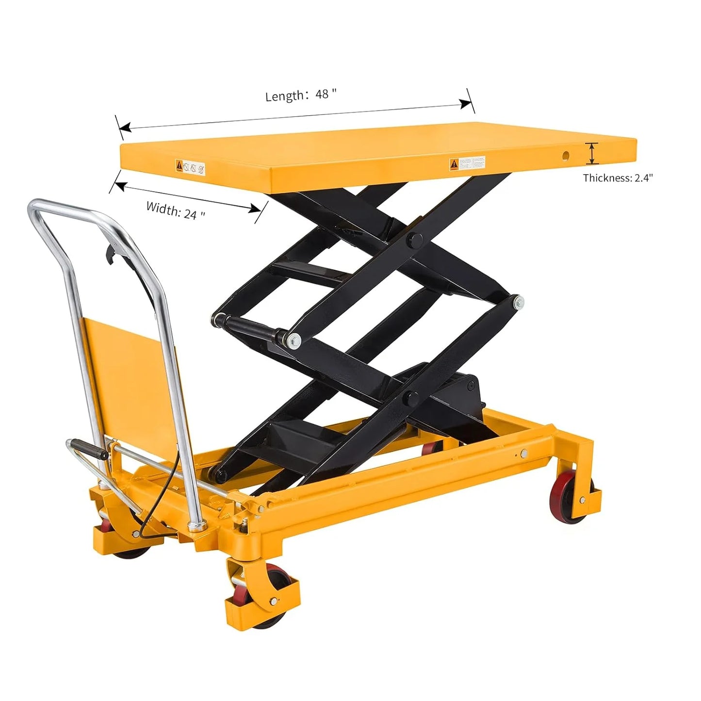 Hydraulic Lift Table Cart ā 770 lbs Capacity, 51" Max Height, Double Scissor Lift with Safety Guard & 4 Wheels
