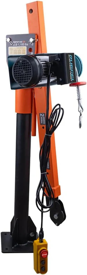 1100lb Folding Dismountable Household Hoist Truck Crane with Electric Hoist (110V) β 880lb Pulling Force, Jib Cranes for Factory, Warehouse, Construction