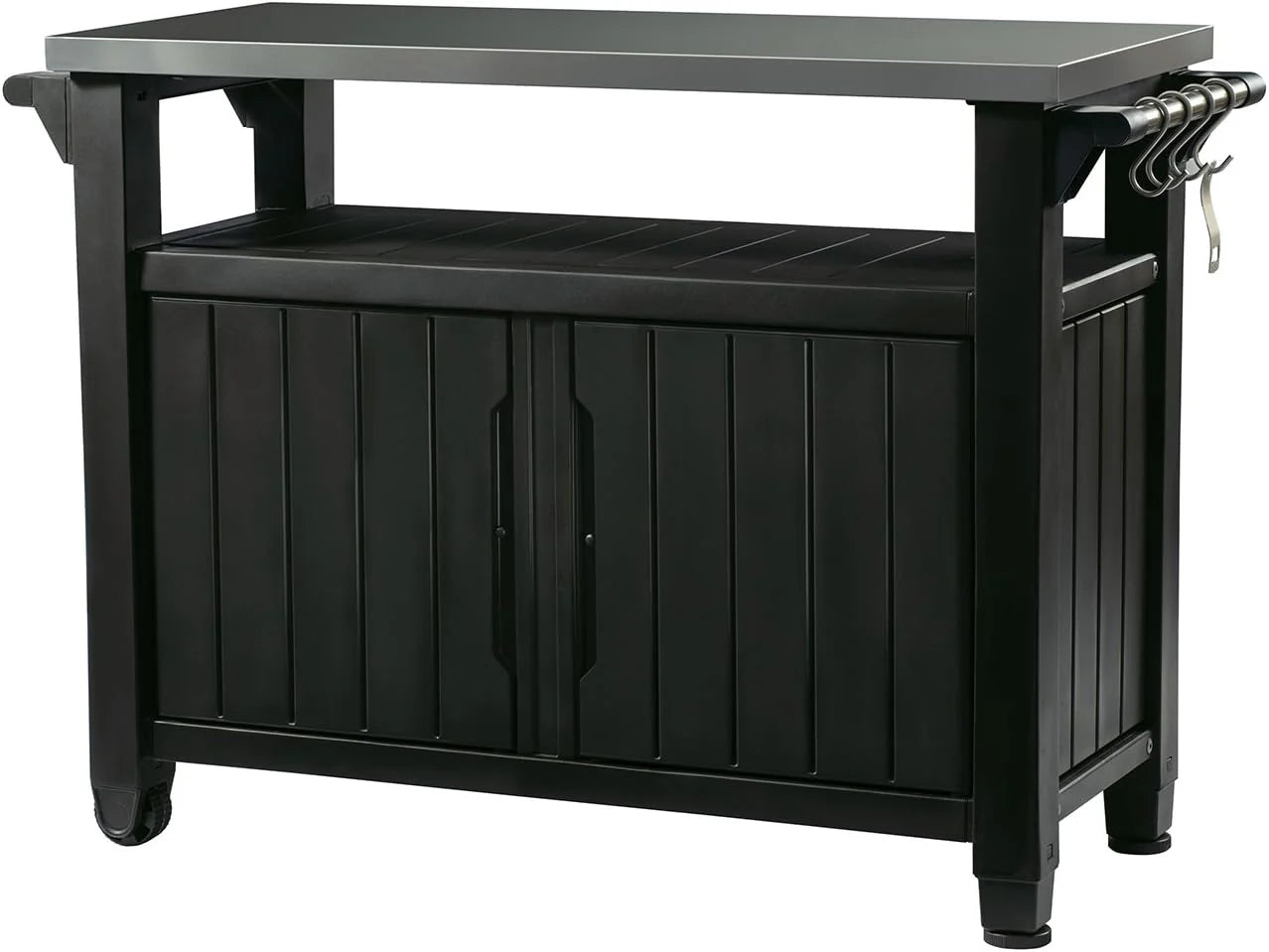 Outdoor Rolling Table Cart for Food Prep, Storage, Bar & Grill, Dark Brown