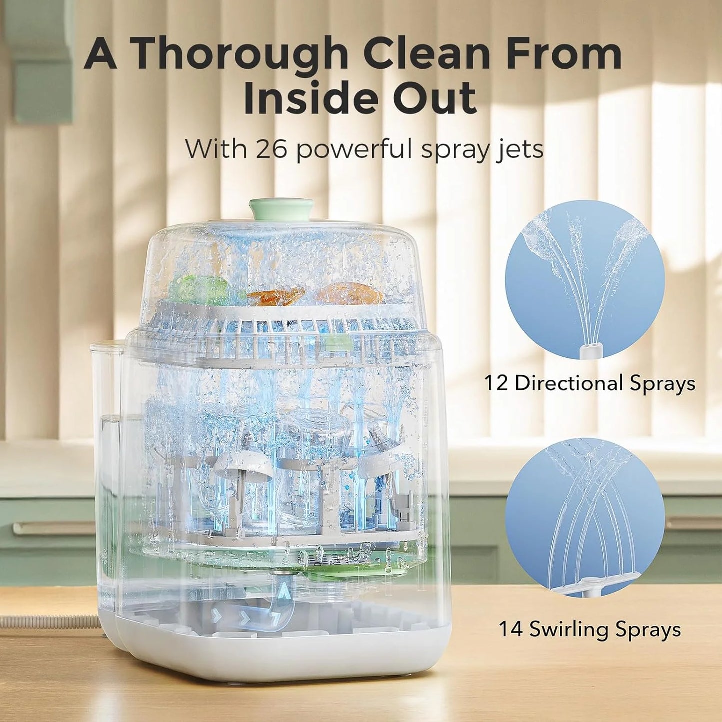 Baby Bottle Washer, Sterilizer & Dryer - All-in-One Cleaning Machine for Bottles, Pump Parts & Baby Essentials - Time-Saving & Effortless Care