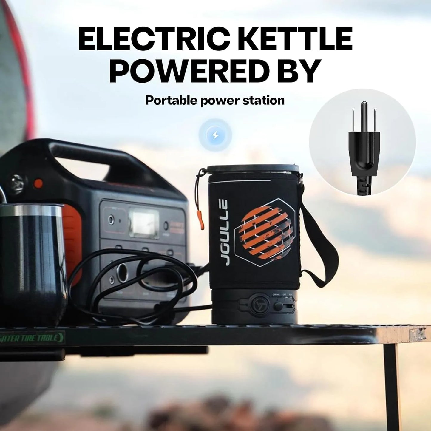 Electric Kettle, Multi-Functional Portable Travel Water Boiler Cooker, 30 oz Electric Kettle for Coffee, Cooking, Popcorn Maker, Camping RV Essentials
