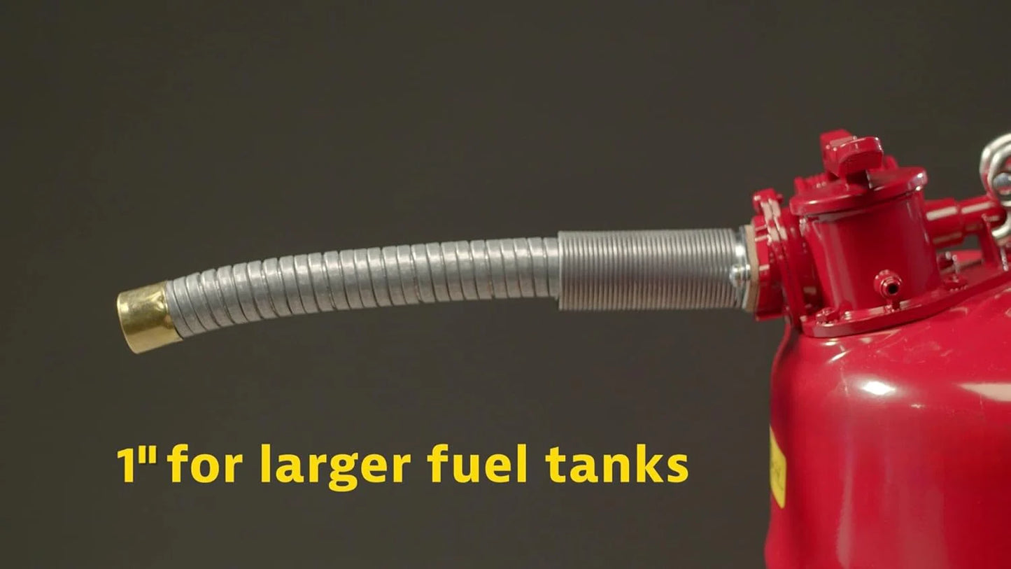 5-Gallon Type II Red Safety Gas Can – OSHA-Approved Steel Fuel Container with Flame Arrester, Self-Closing Lid & 1" Flexible Spout (7250130)