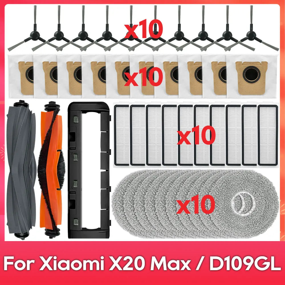 Fit For ( Xiaomi Robot Vacuum X20 Pro, X20 Max, M30, M40S, D102GL, D109GL, D102 ) Part Accessory Brush Filter Mop Dust Bag