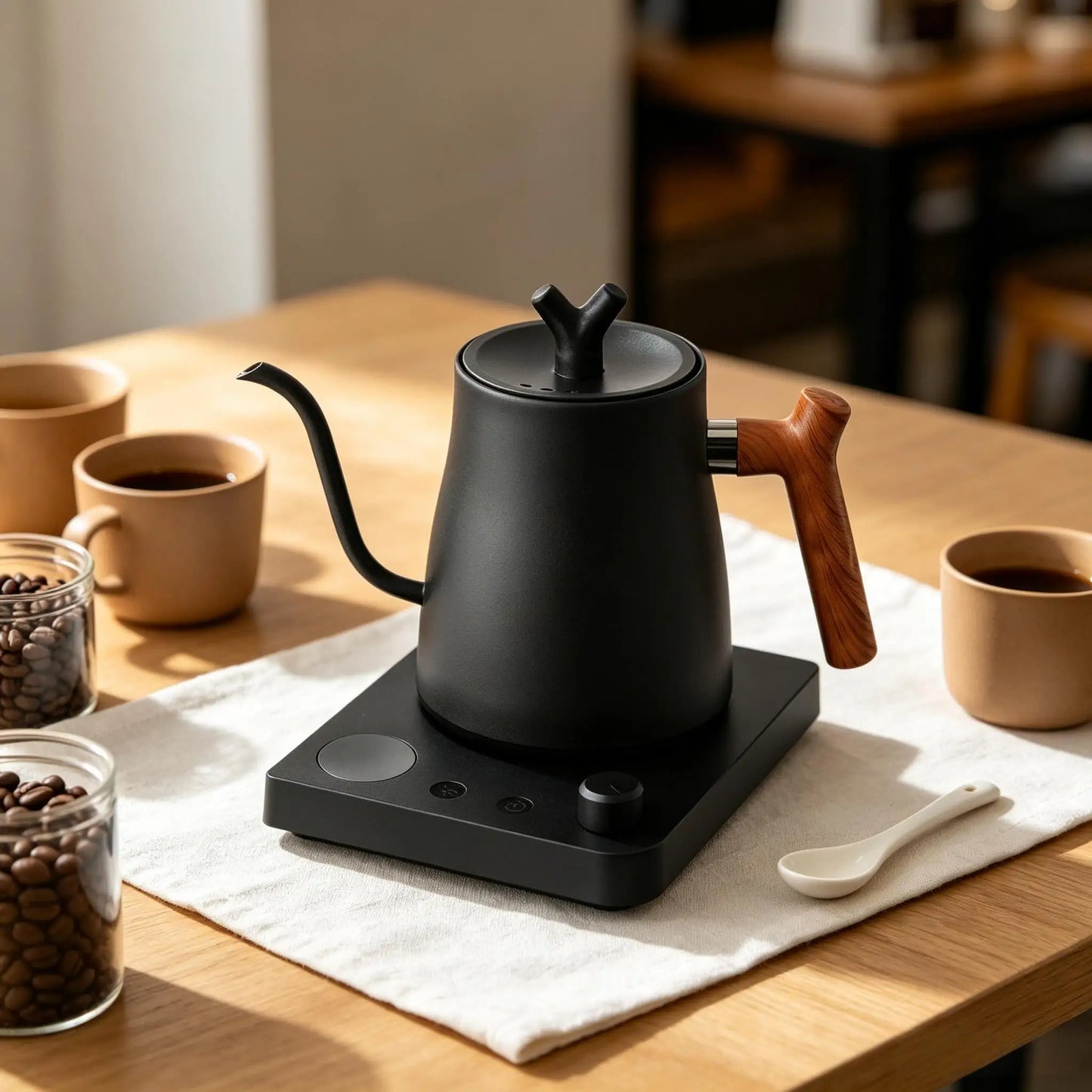 1L Smart Electric Gooseneck Kettle with Temperature Control LCD Display
