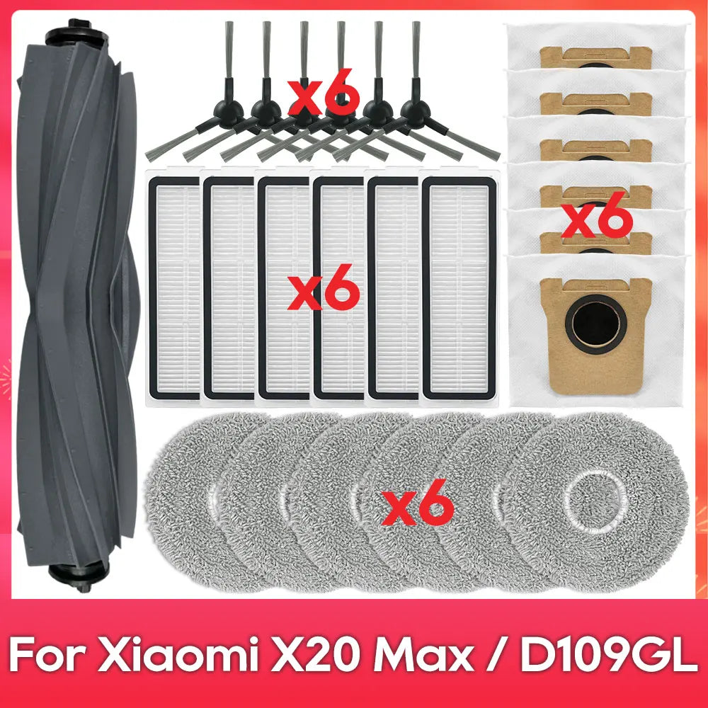 Fit For ( Xiaomi Robot Vacuum X20 Pro, X20 Max, M30, M40S, D102GL, D109GL, D102 ) Part Accessory Brush Filter Mop Dust Bag