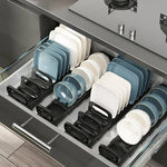 Kitchen Cabinet Dish Storage Rack Drawer  Built-in Dish Drain Rack Plate Divider Storage Rack  Kitchen Accessories Organizer