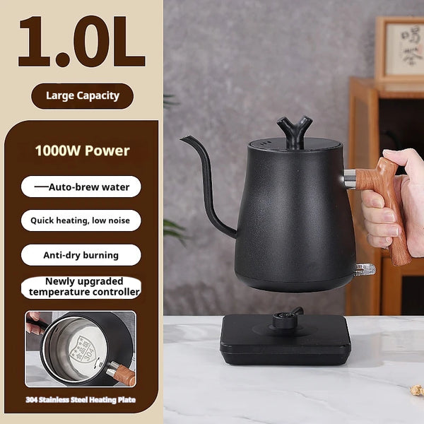 1L Smart Electric Gooseneck Kettle with Temperature Control LCD Display