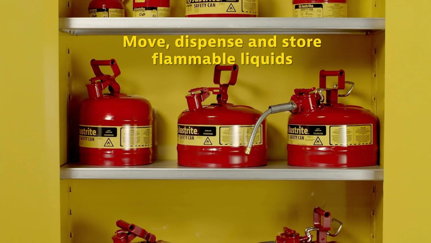 5-Gallon Type II Red Safety Gas Can – OSHA-Approved Steel Fuel Container with Flame Arrester, Self-Closing Lid & 1" Flexible Spout (7250130)