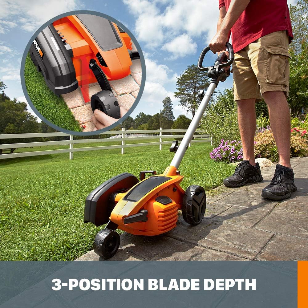 12 Amp 7.5 Inch Electric Lawn Edger & Trencher, Orange and Black